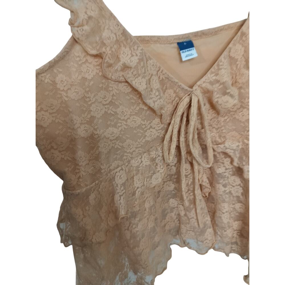 5310) Old Navy Thistle Y2K Coquette Lace Ruffle Tiered Babydoll Tank Top Large - Picture 7 of 8